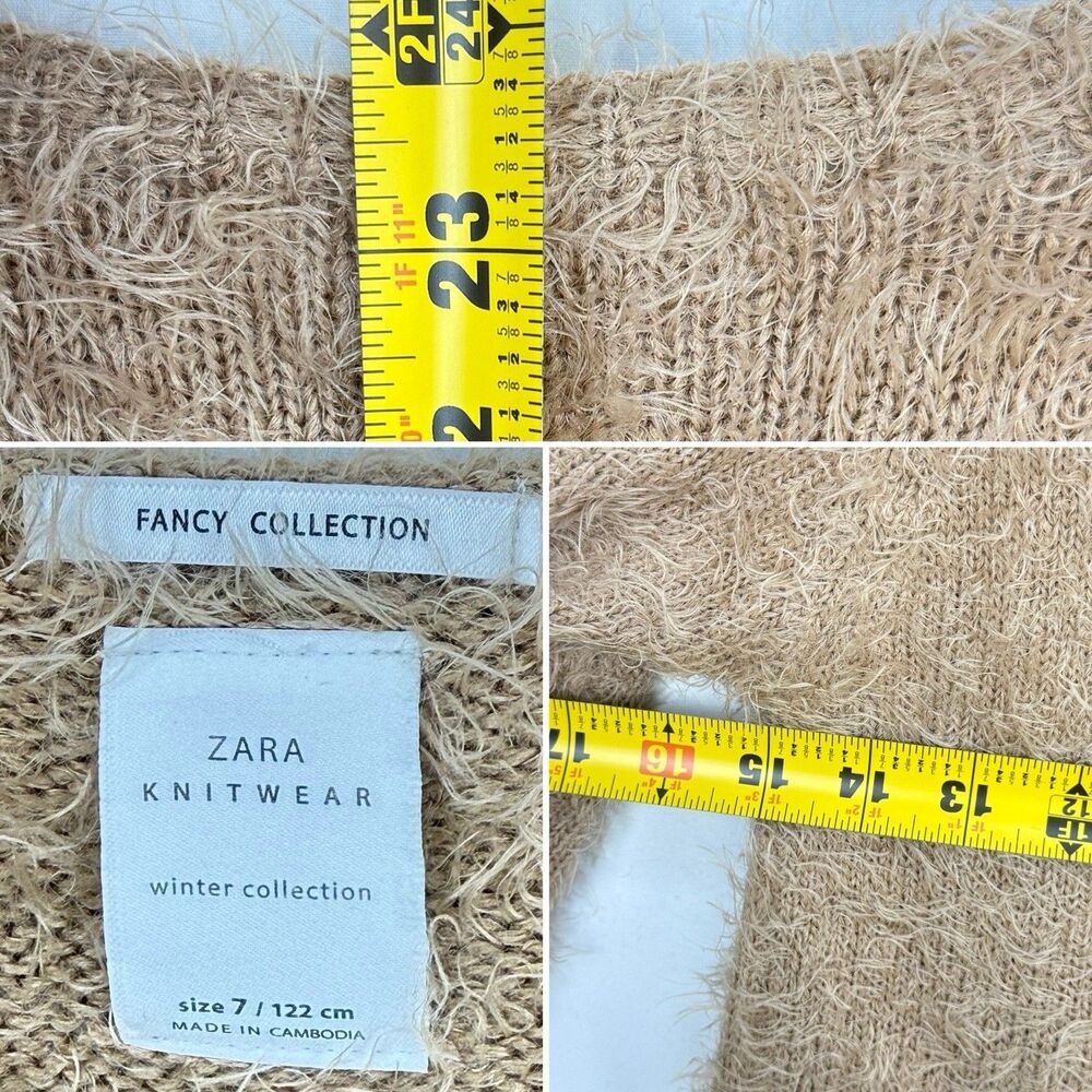 Zara Knitwear Winter Fancy Collection Open Front Cardigan Sweater Brown Size 7 - Picture 9 of 15